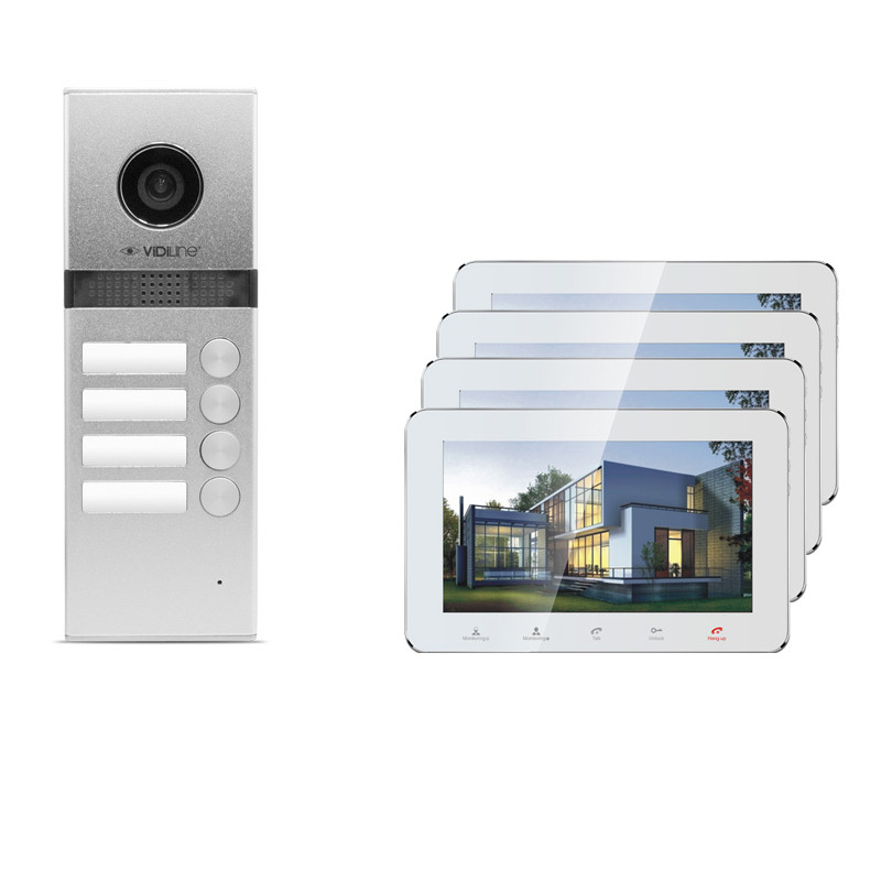 Wideodomofon 4-rodzinny VidiLine z obsługa smartfona   V-IP7-D4