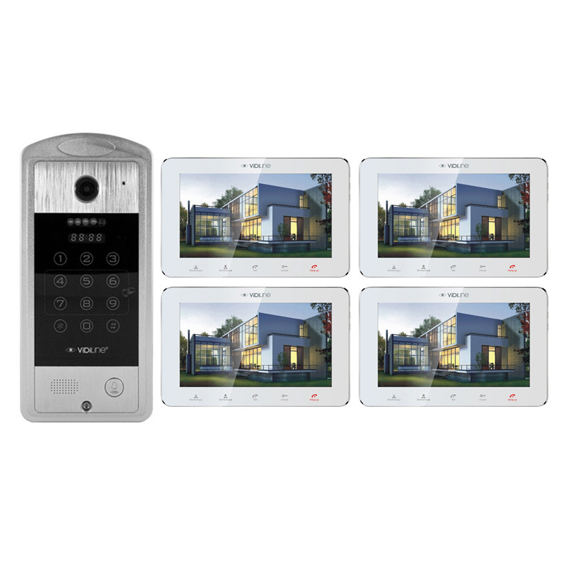 VIDI-VDP-7SL-W-4 Wideodomofon z 4 monitorami 7" White KOD KARTA