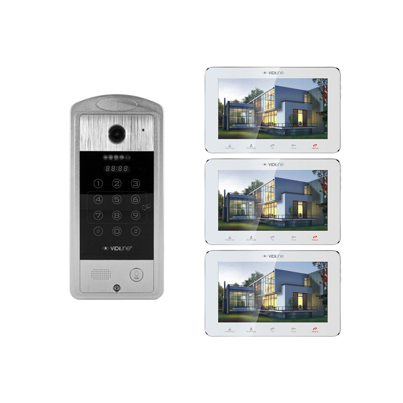 VIDI-VDP-7SL-W-3 Wideodomofon z 3 monitorami 7" KOD KARTA 