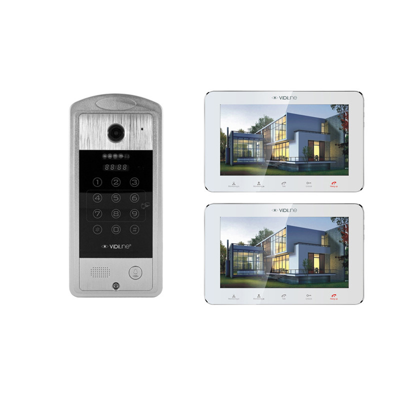 VIDI-VDP-7SL-W-2 Wideodomofon z 2 monitorami 7" White KOD KARTA