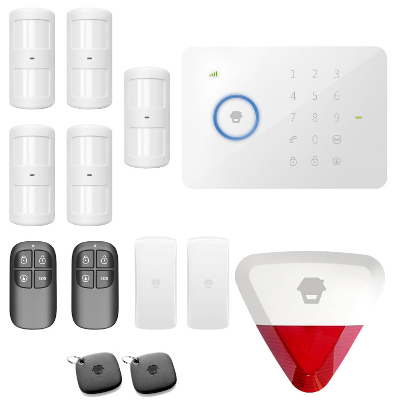 Alarm bezprzewodowy Chuango G5 GSM zestaw 7 czujników + syrena zewnętrzna