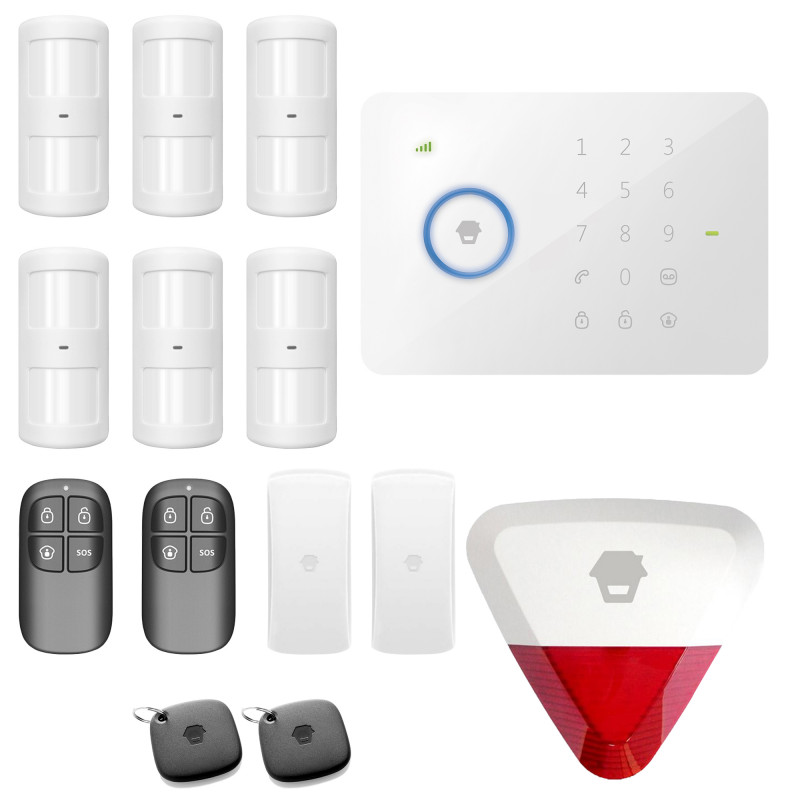 Alarm bezprzewodowy Chuango G5 GSM zestaw 8 czujników + syrena zewnętrzna