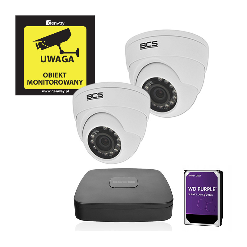 Zestaw Monitoringu BCS-XVR0401E-III +  2 x BCS-DMQ1200IR-E