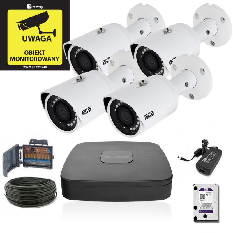Zestaw Monitoringu BCS-XVR0401E-III +  4 x BCS-TQ3200IR-E 