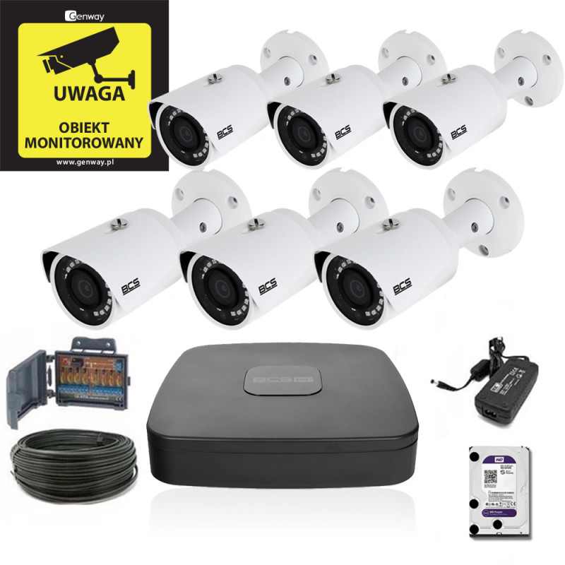Zestaw Monitoringu BCS-XVR0801E-III +  6 x BCS-TQ3200IR-E 