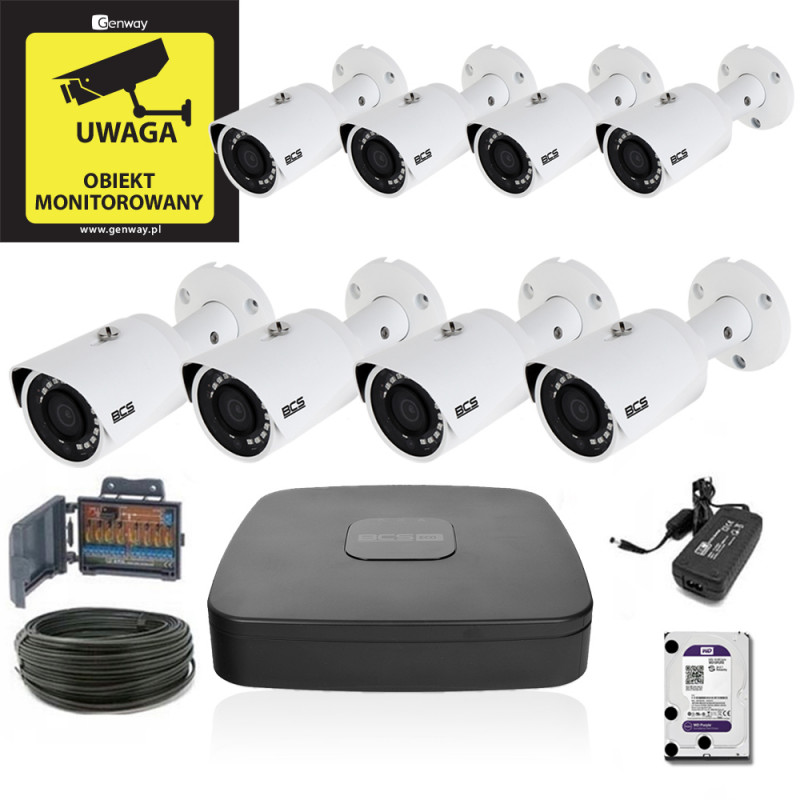 Zestaw Monitoringu BCS-XVR0801E-III +  8 x BCS-TQ3200IR-E 