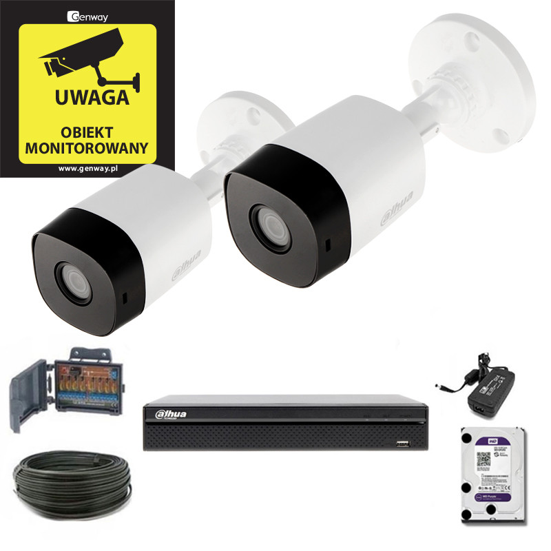 Zestaw Monitoringu DAHUA DHI-XVR4104HS-S2 + 2 x HAC-B1A21-0360B