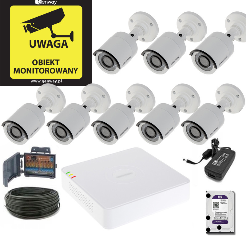 Zestaw Hikvision 8 x DS-2CE16D0T-IRF + DS-7108HGHI-F1