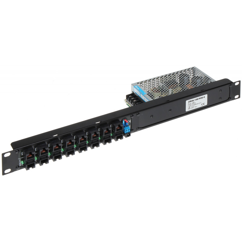 PATCH PANEL 8-PORTOWY Z ZASILACZEM ZR48-158/POE-8 48 V DC 3.3&nbspA