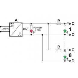 PATCH PANEL 8-PORTOWY Z ZASILACZEM ZR48-158/POE-8 48 V DC 3.3&nbspA
