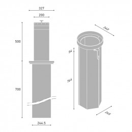 Słupek elektromechaniczny 24Vdc VIGILANT500/I-SUN
