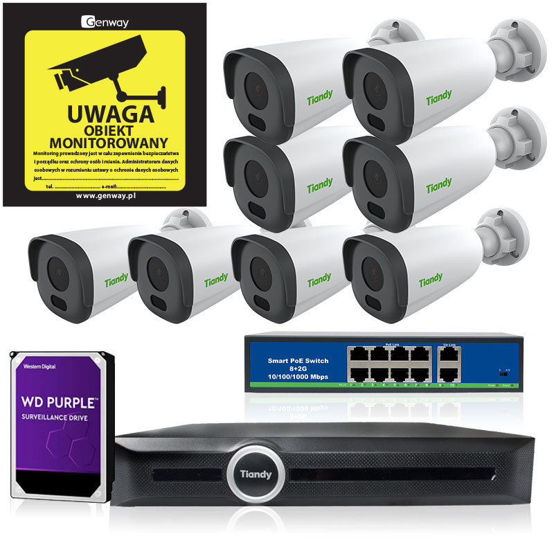 Zestaw 8x TC-NC514S + Rejestrator TC-R3120