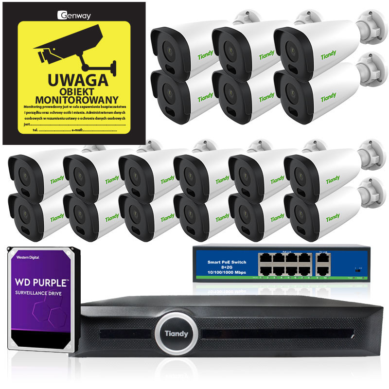 Zestaw 18x TC-NC514S +Rejestrator TC-R3120 