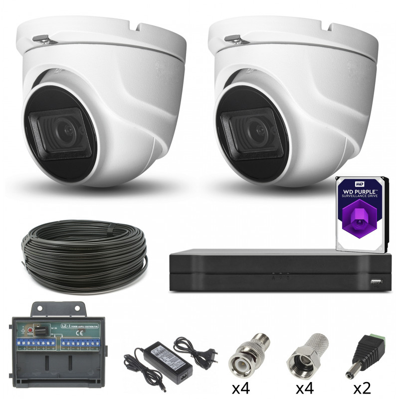 MONITORING 8Mpx 4K 2 KAMERY KOPUŁKOWE HDD 1TB 