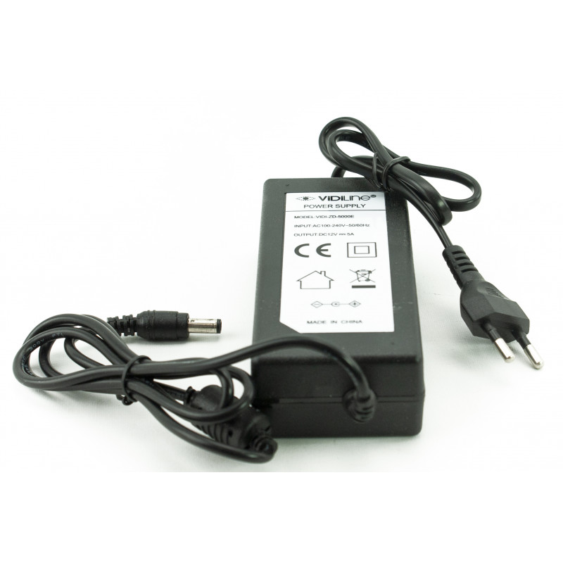 ZASILACZ STABILIZOWANY TYPU DESKTOP 12V 5A Vidiline ECO VIDI-ZD-5000E