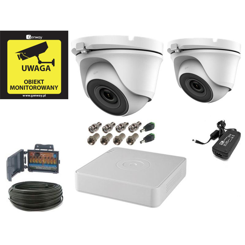 Zestaw monitoring 2 kamery kopułkowe 5Mpx
